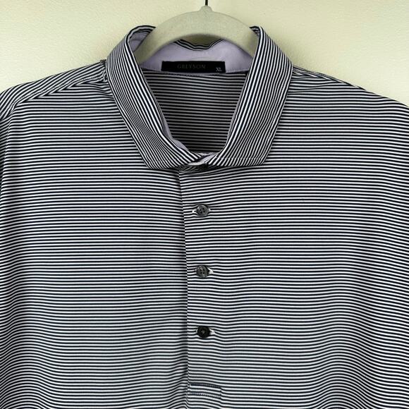 Greyson Saranac Polo Performance Golf Resort Striped Purple Mens XL Short Sleeve - Picture 2 of 11
